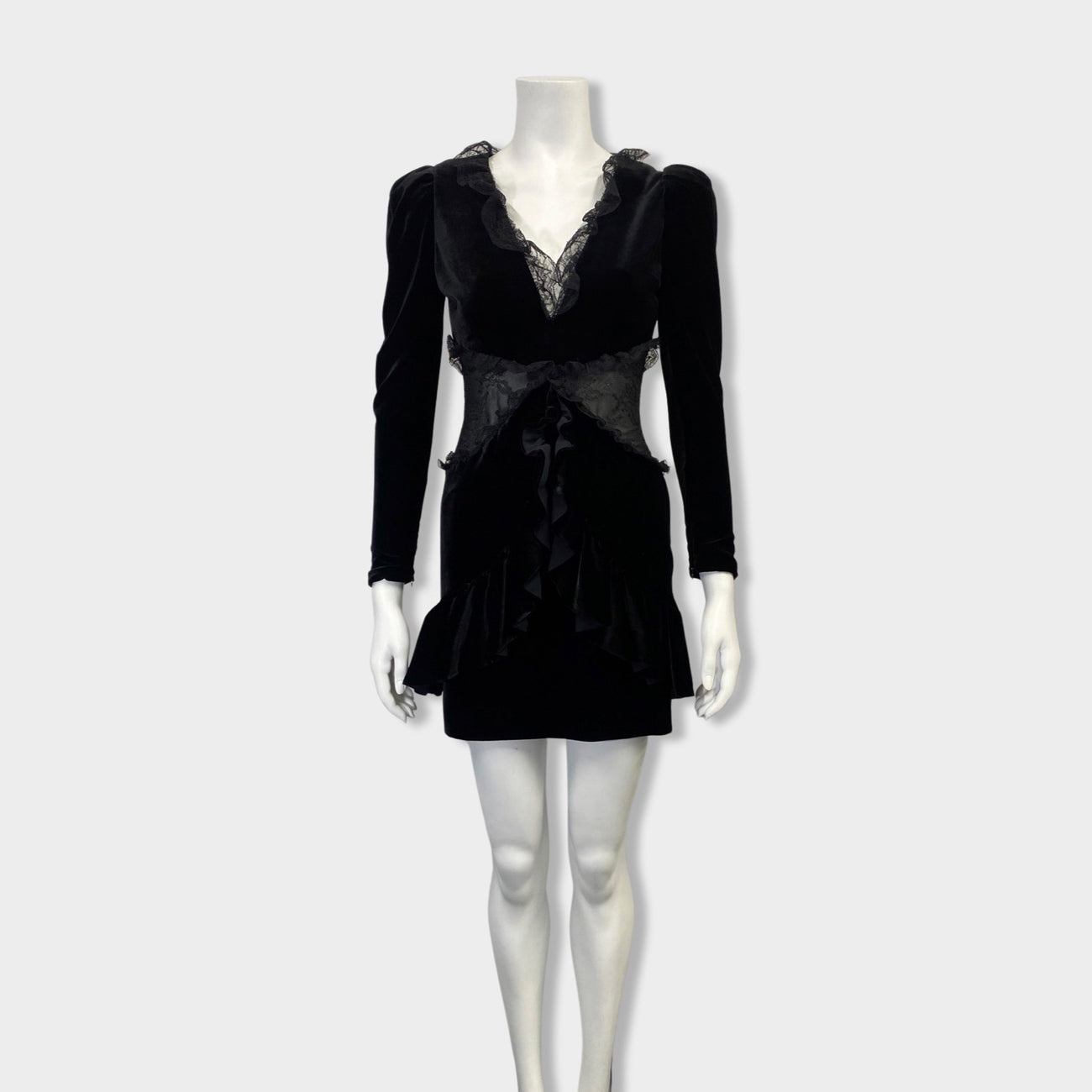 ALESSANDRA RICH black lace and velvet mini dress – Loop Generation