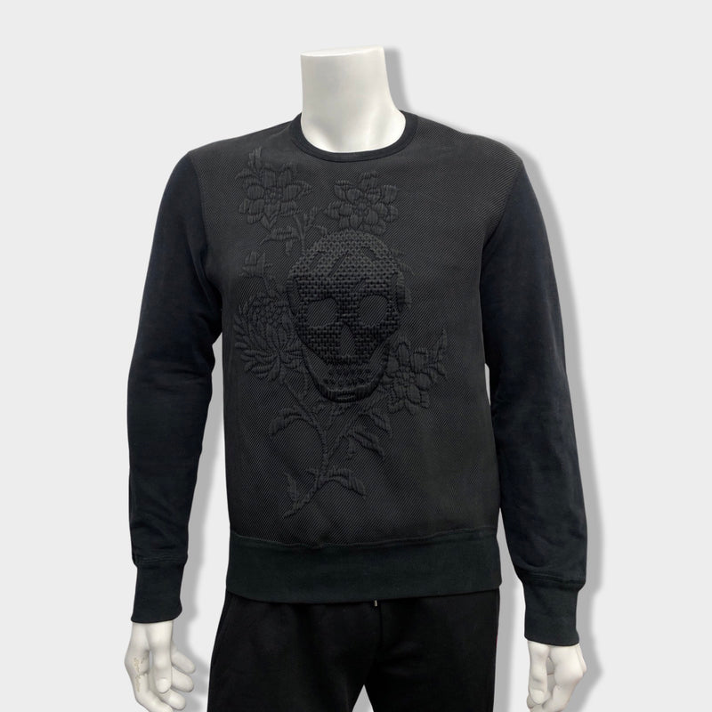 pre-owned ALEXANDER MCQUEEN black cotton skull print sweatshirt | Size M