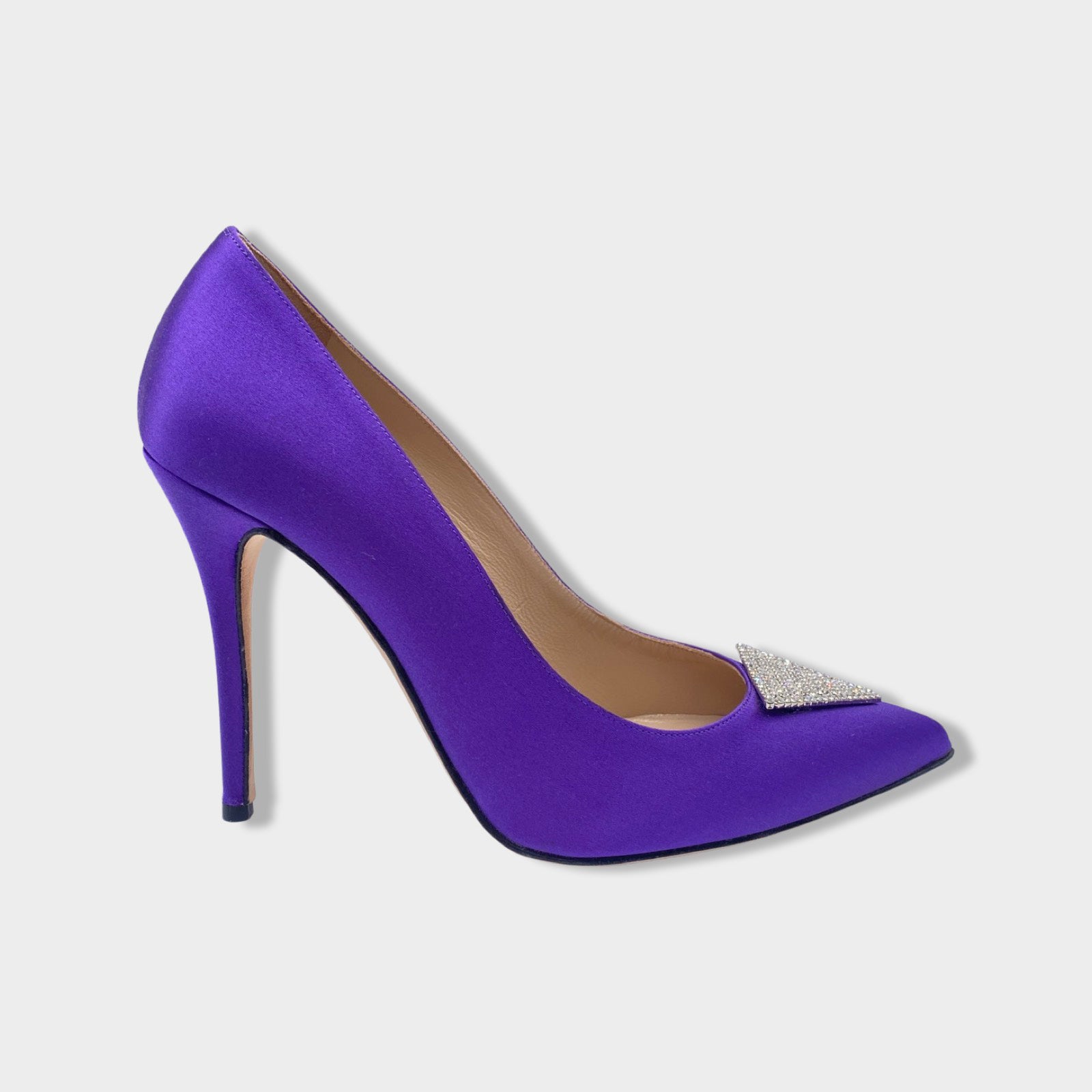 ALESSANDRA RICH purple satin pumps with rhinestones Loop Generation