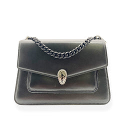 pre-owned BULGARI black serpenti leather handbag