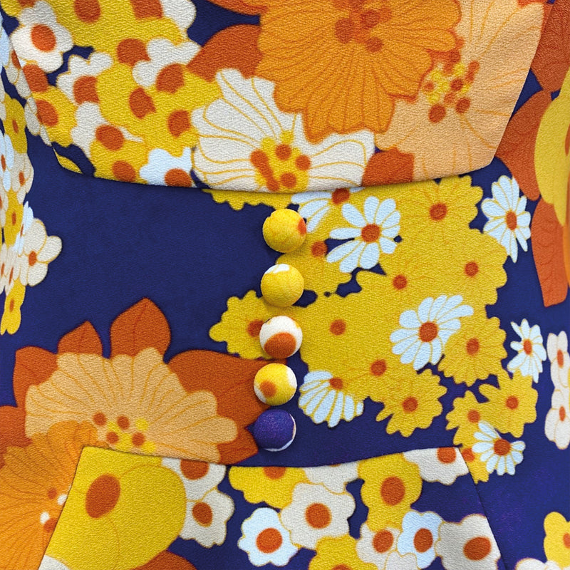 second-hand CARVEN orange and purple floral dress