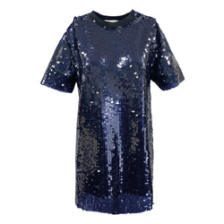 pre-loved CARVEN navy sequin embellished mini dress