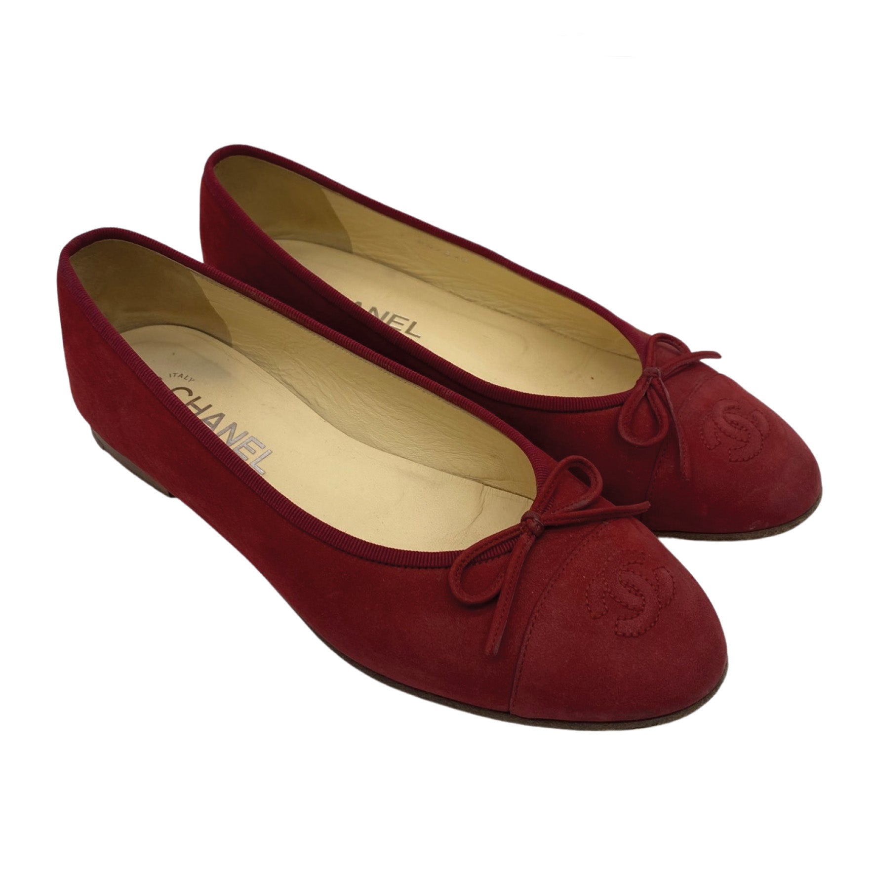 Red chanel best sale ballerina flats