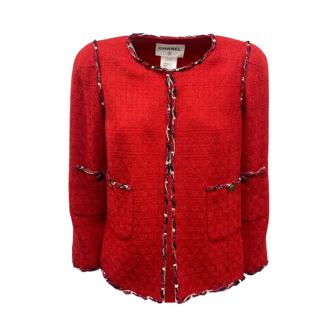 WHITE WOOLBLEND TWEED WITH BLUE AND RED PIPING TRIM JACKET CHANEL  A  Collection of a Lifetime Chanel Online  Jewellery  Sothebys