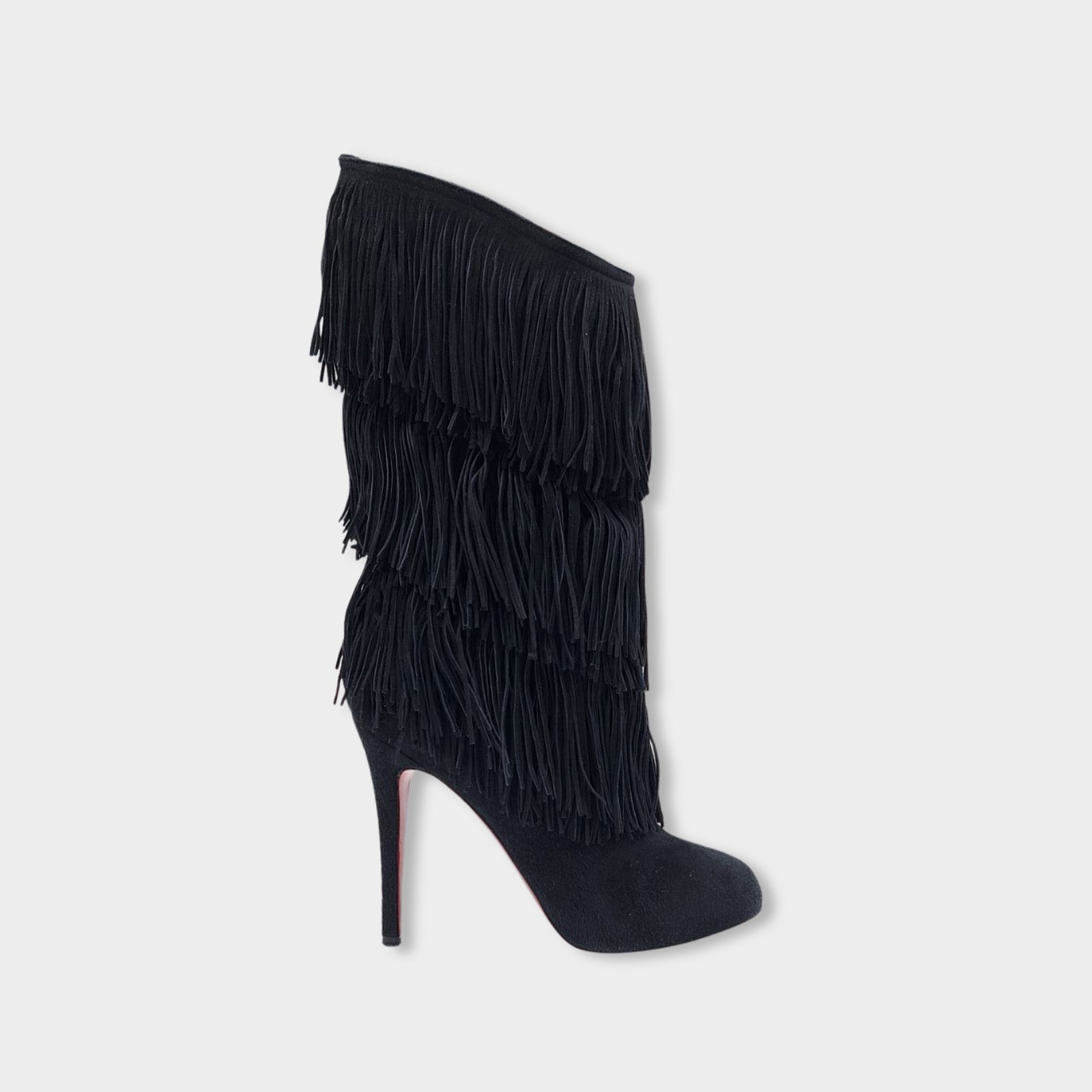 Black fringe boots best sale