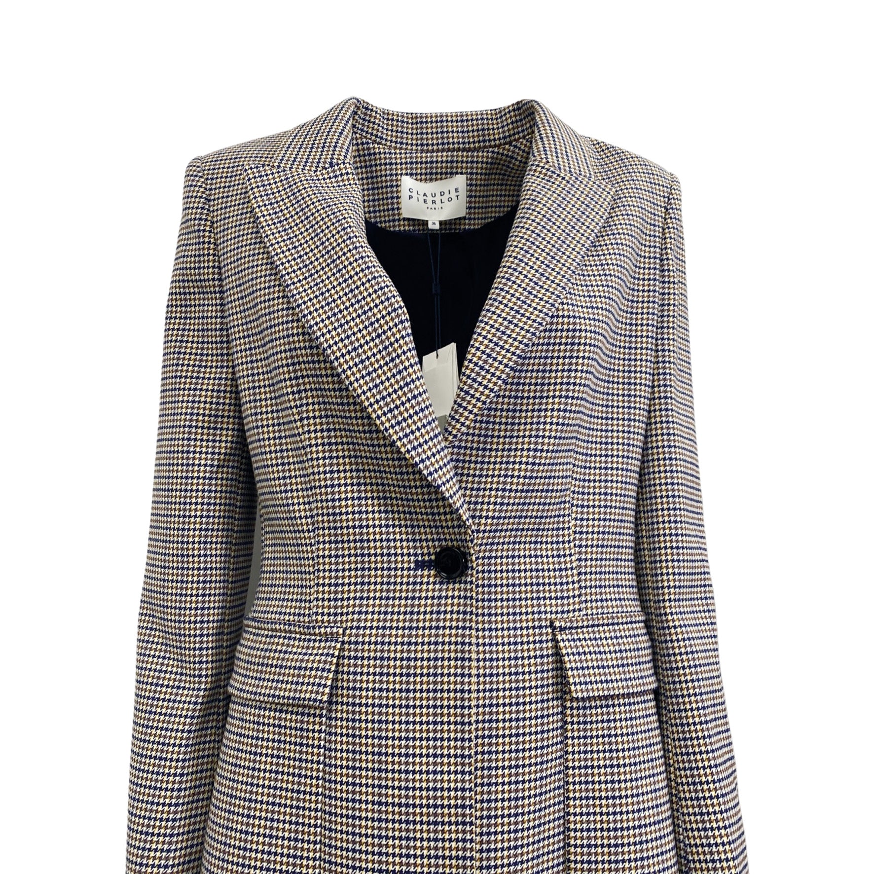 CLAUDIE PIERLOT brown houndstooth jacket Loop Generation