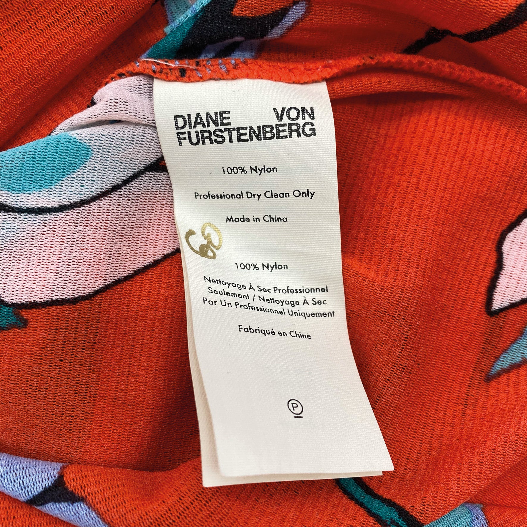 DIANE VON FURSTENBERG orange and blue floral mesh top – Loop