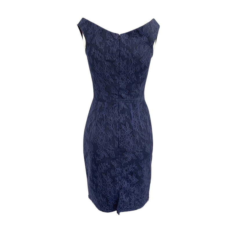 pre-loved EMILIO DE LA MORENA navy lace mini dress | Size UK8