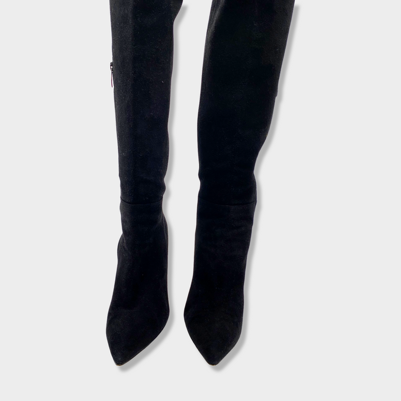 GIANVITO ROSSI suede black thigh boots