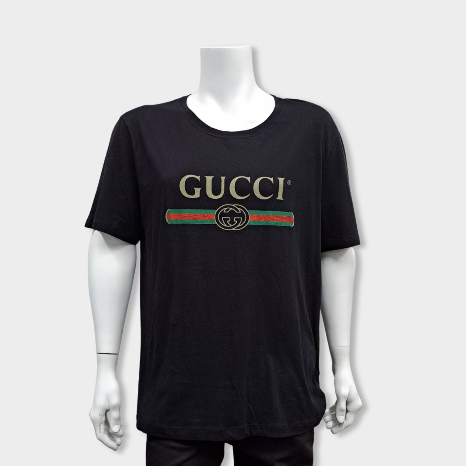 GUCCI black cotton T-shirt with logo print – Loop Generation
