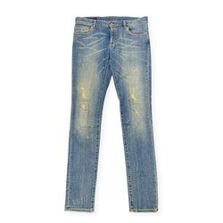 pre-owned GUCCI blue distressed jeans
