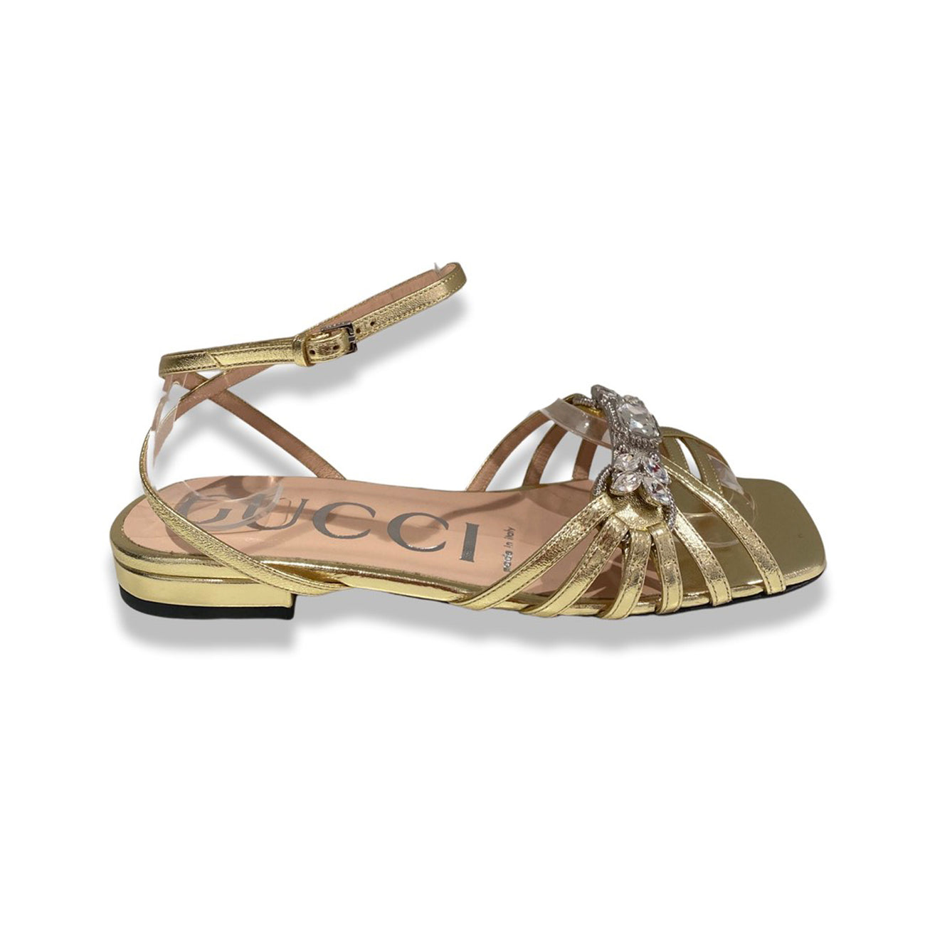 Double g leather sandal Gucci Gold size 35.5 EU in Leather - 35705589