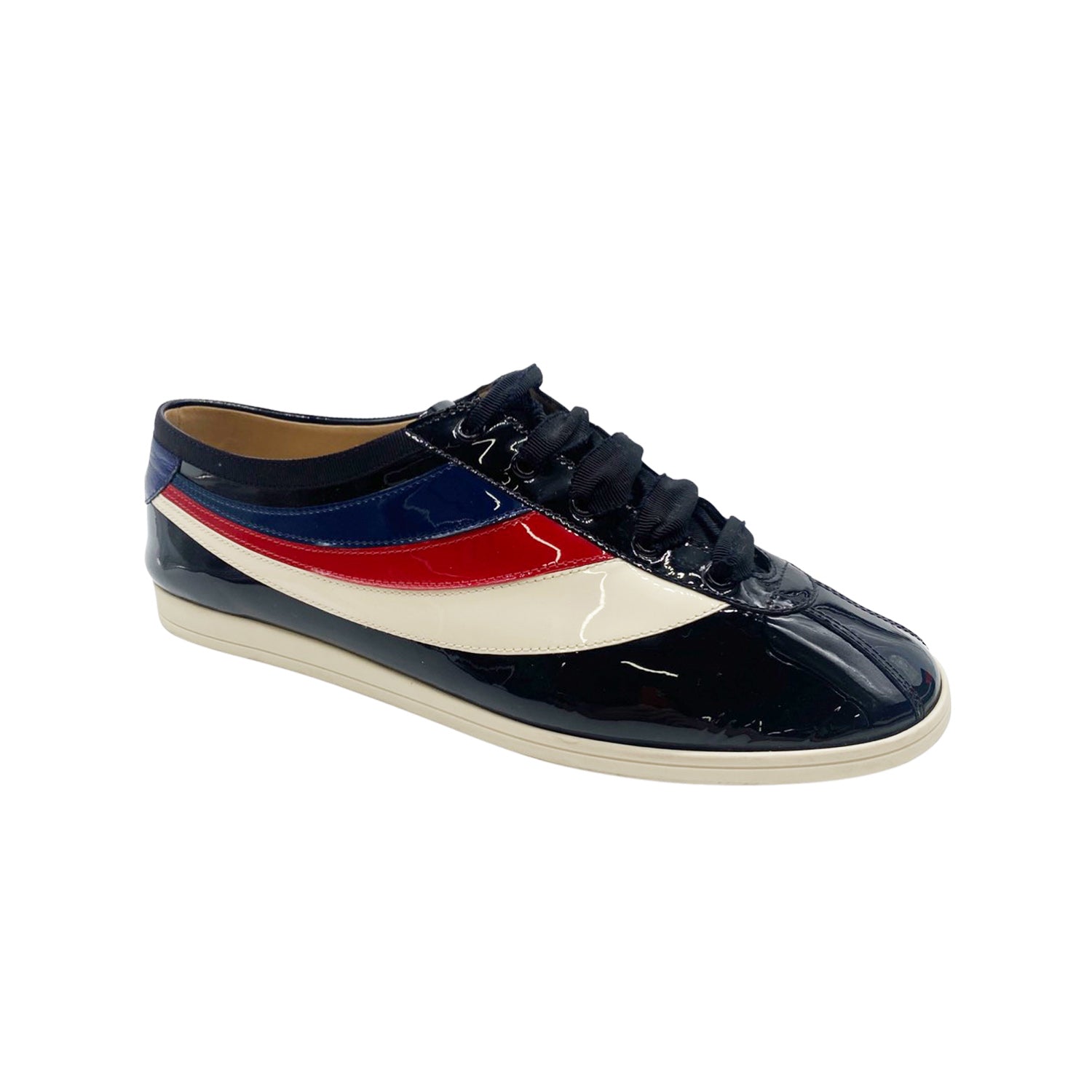 Falacer patent leather sneaker best sale with web