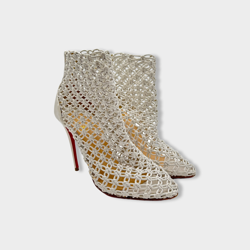 CHRISTIAN LOUBOUTIN white weaved summer boots