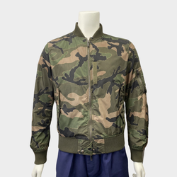 Valentino Men's Green Camouflage Print Bomber Jacket