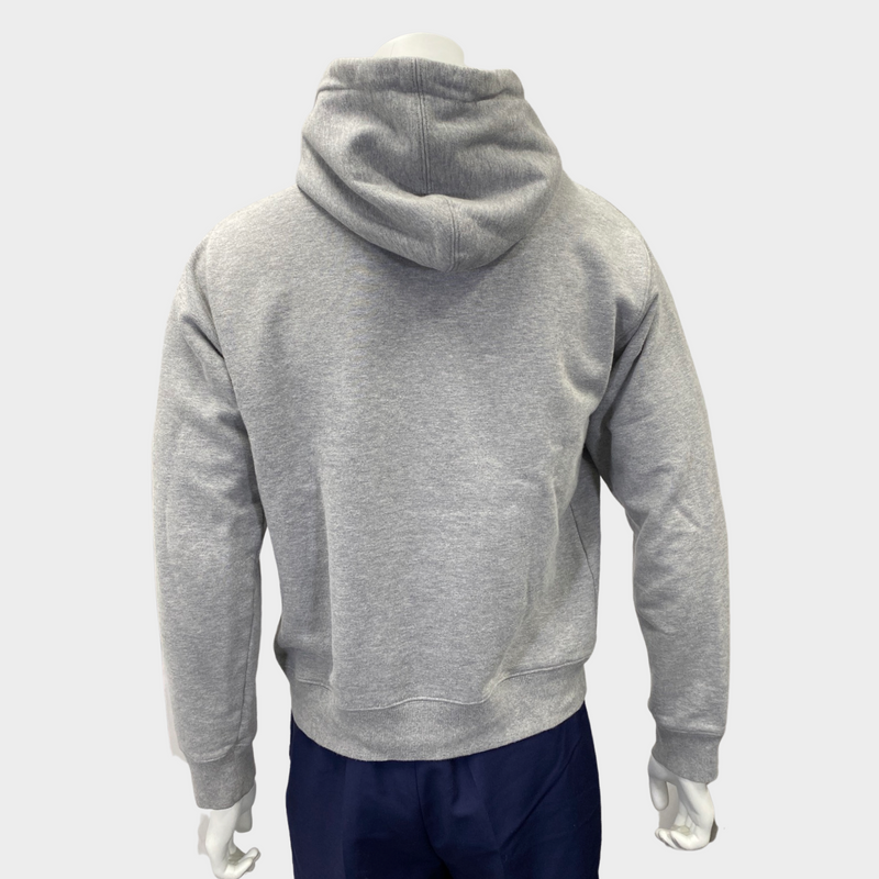 Dior men's grey hoodie with a front pocket and logo