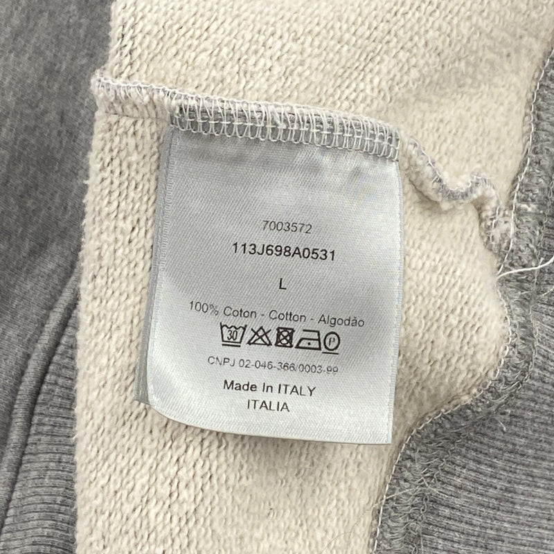 Dior men's grey hoodie with a front pocket and logo