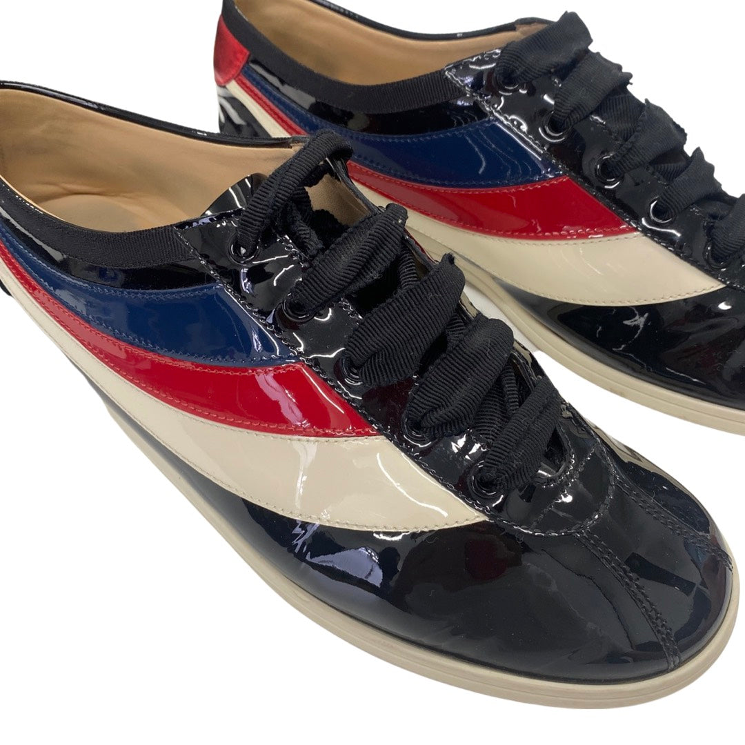 Falacer patent leather store sneaker with web