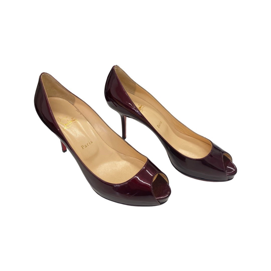 Christian Louboutin Shoes Red Classic Triclo 100mm Patent Leather  Criss-cross Burgundy Wine Pumps Heels, New in Box WA001