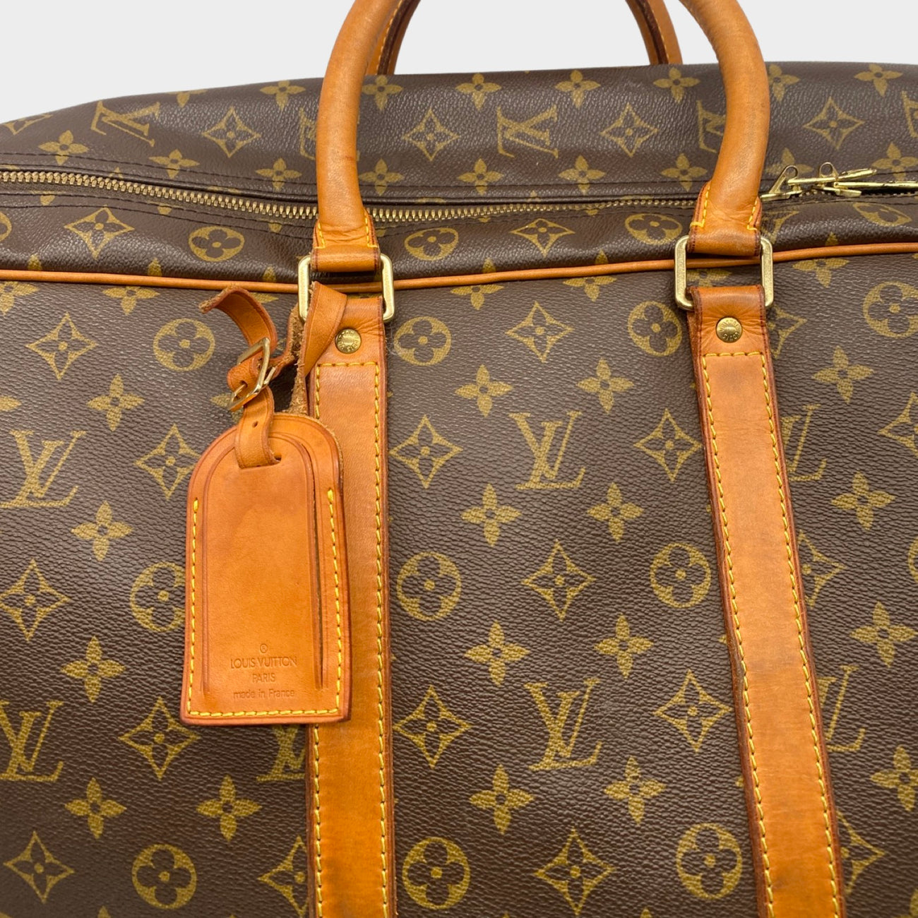 Louis Vuitton Red 1995 LV Cup Travel Bag Brown Leather Cloth Pony