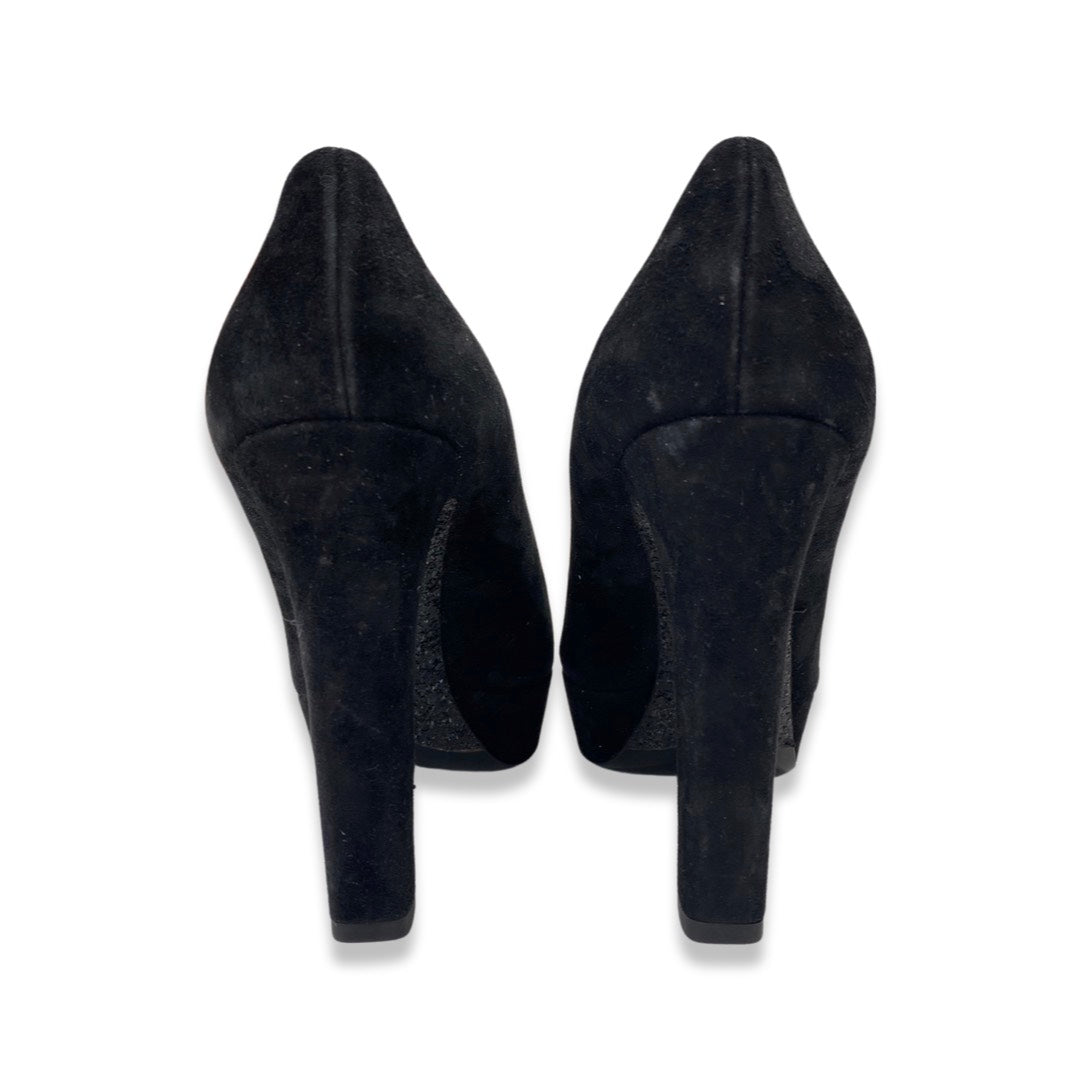 Womens black best sale suede heels