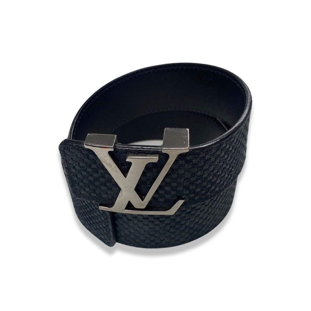 Louis Vuitton Navy Blue Leather and Snakeskin Logo Buckle Belt 80CM Louis  Vuitton