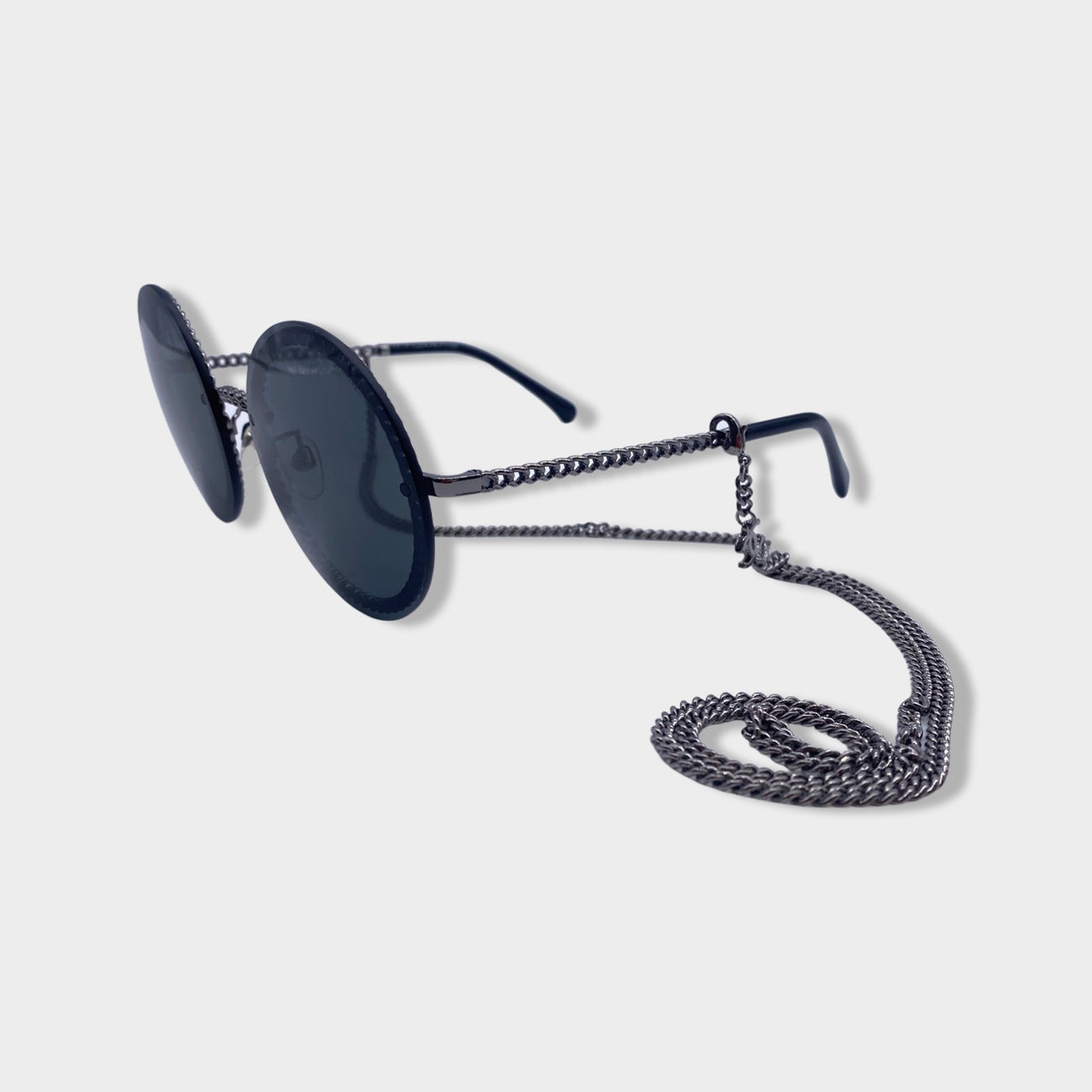 CHANEL black and silver sunglasses on a chain – Loop Generation