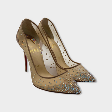 CHRISTIAN LOUBOUTIN embellished nude mesh heels Loop Generation