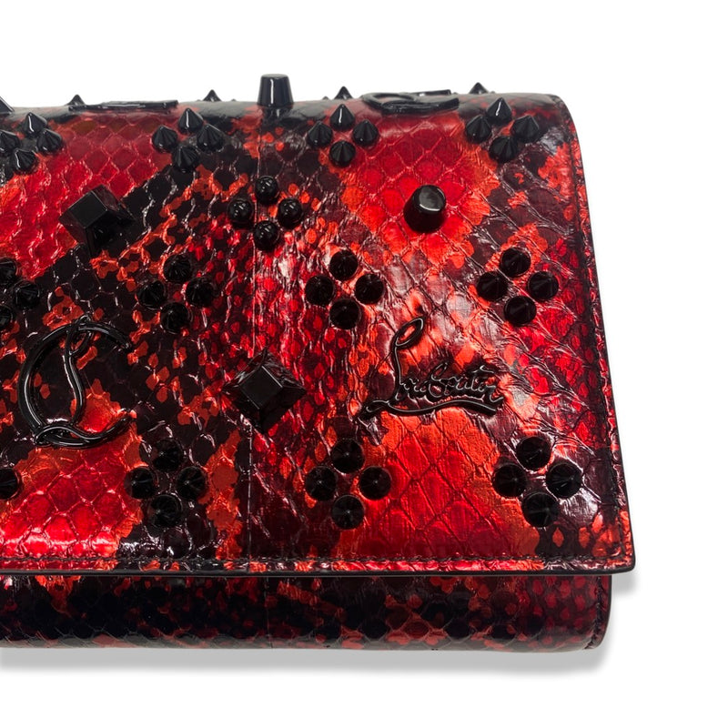 CHRISTIAN LOUBOUTIN black and red studded leather clutch