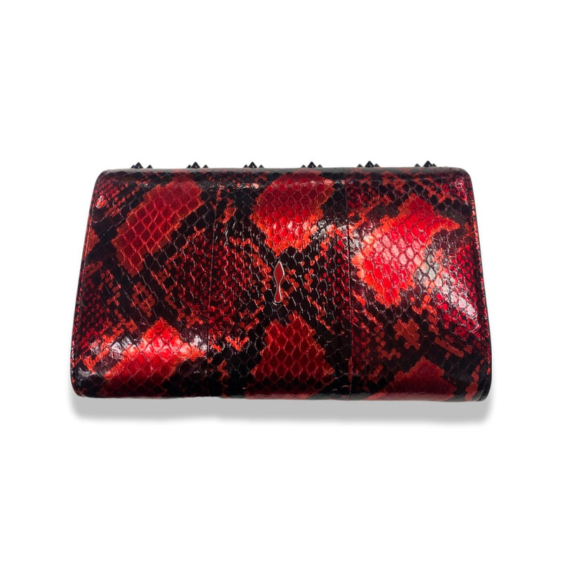 CHRISTIAN LOUBOUTIN black and red studded leather clutch