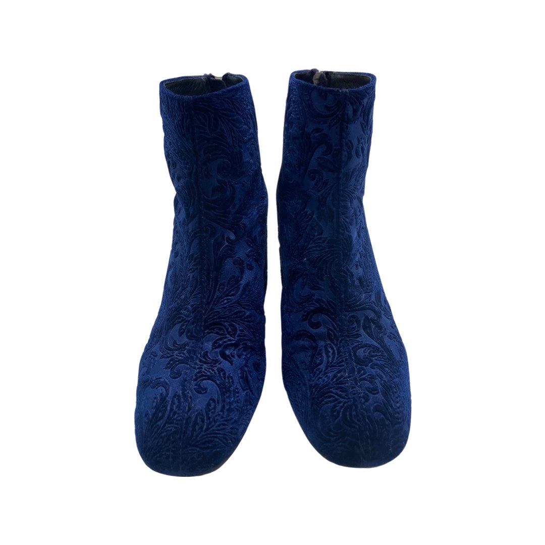 Royal blue 2024 velvet boots