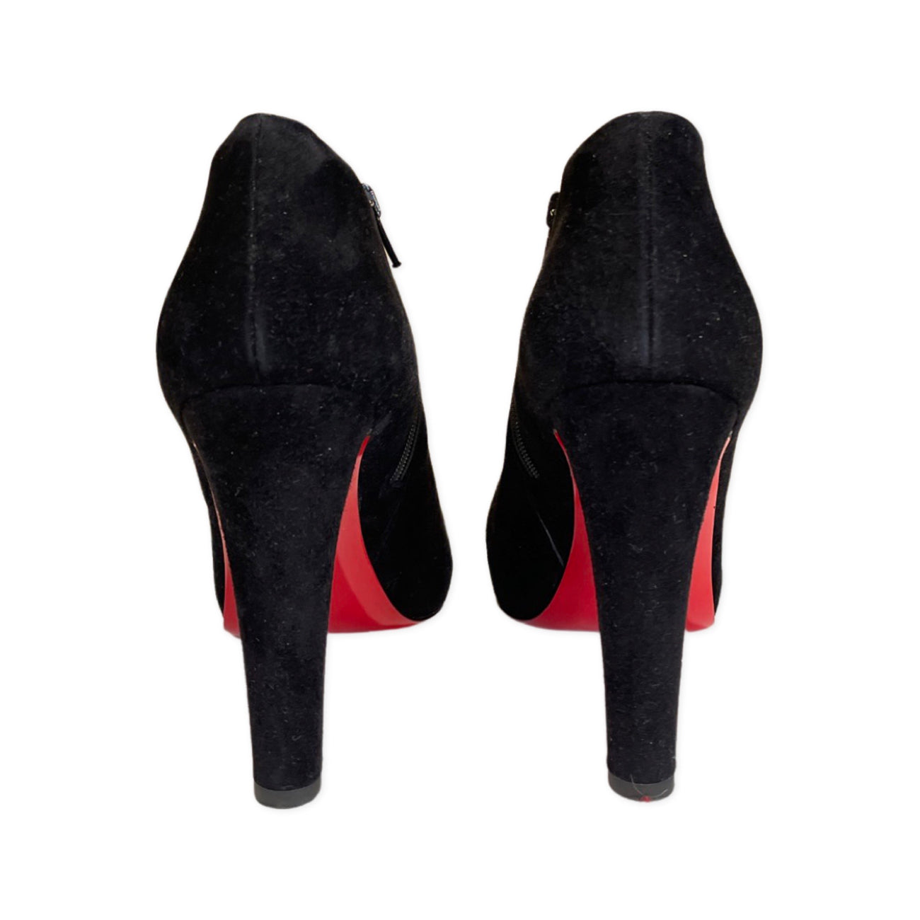 Christian Louboutin low cut black suede ankle boots with patent leathe –  Loop Generation