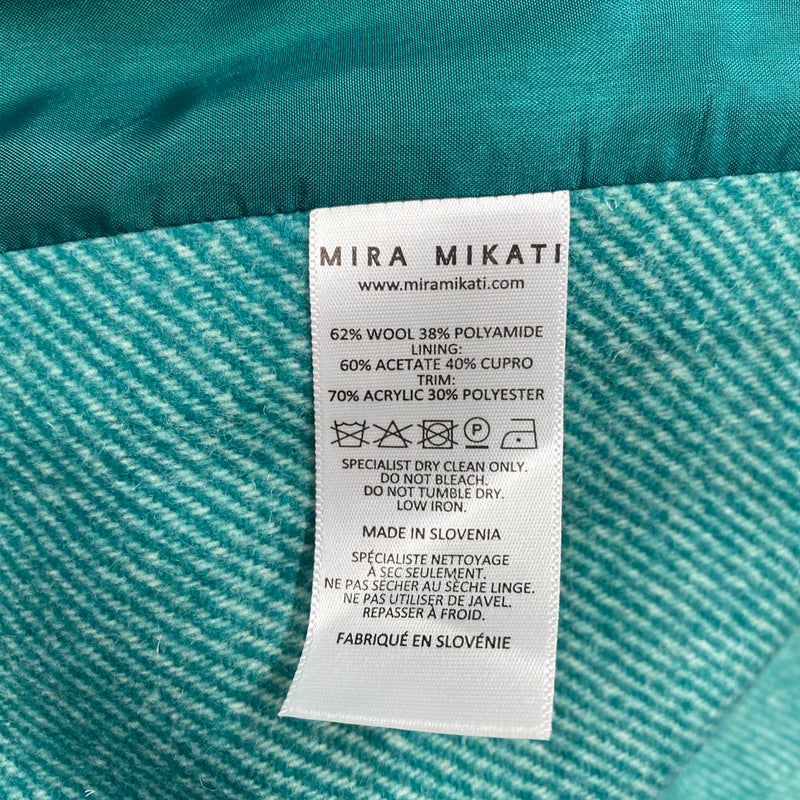 MIRA MIKATI Alive green and ecru woolen double-breasted coat