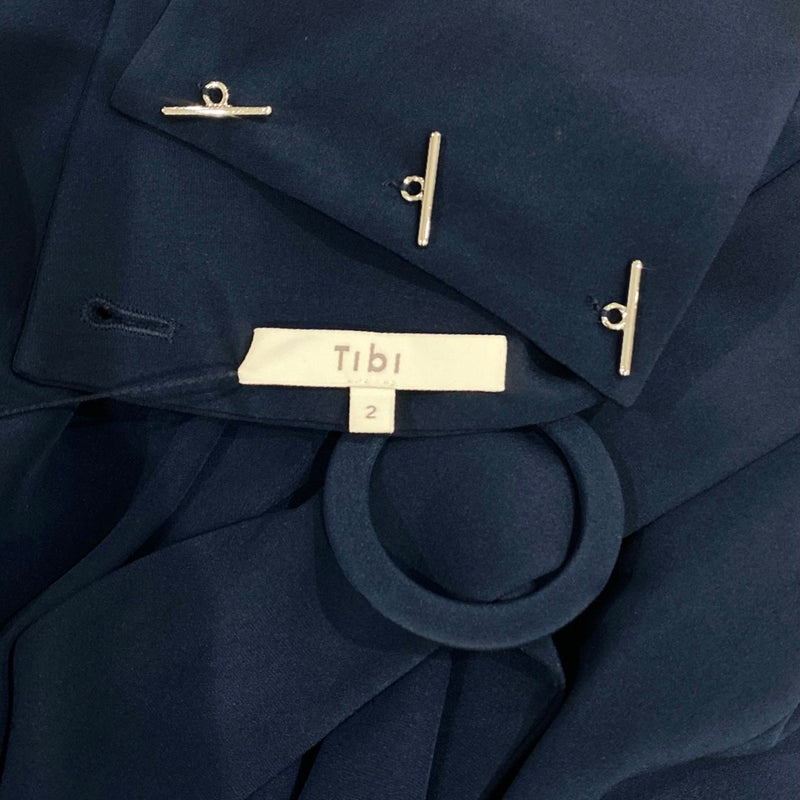 TIBI navy silk belted dress