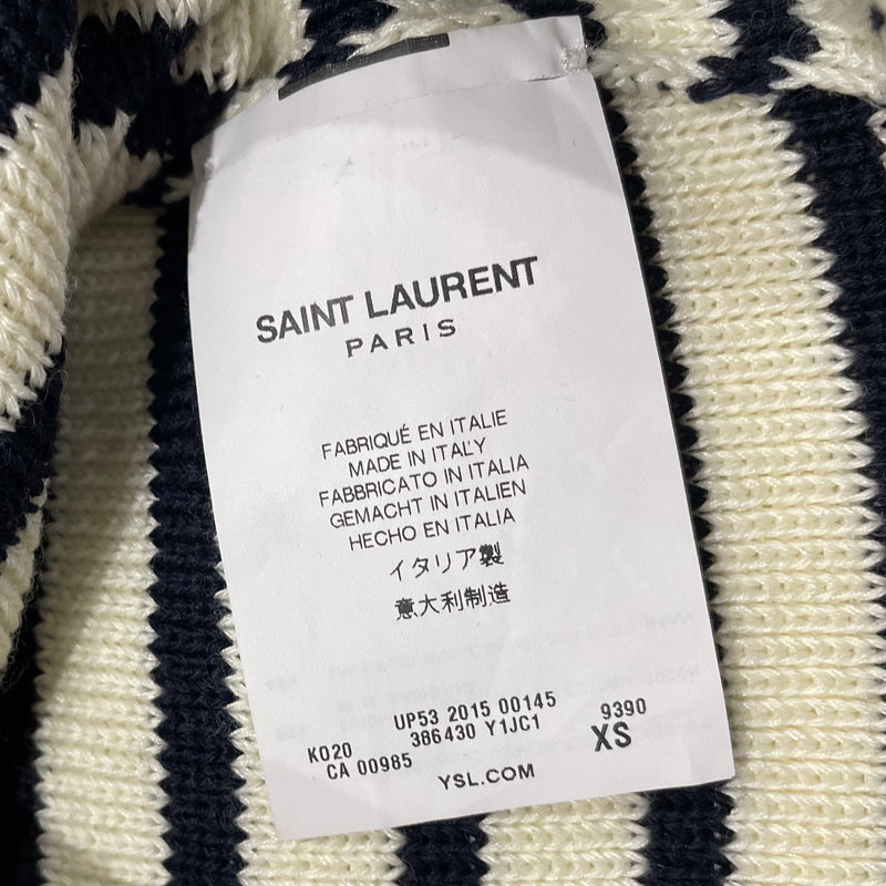 Saint Laurent navy and ecru cotton roll-neck