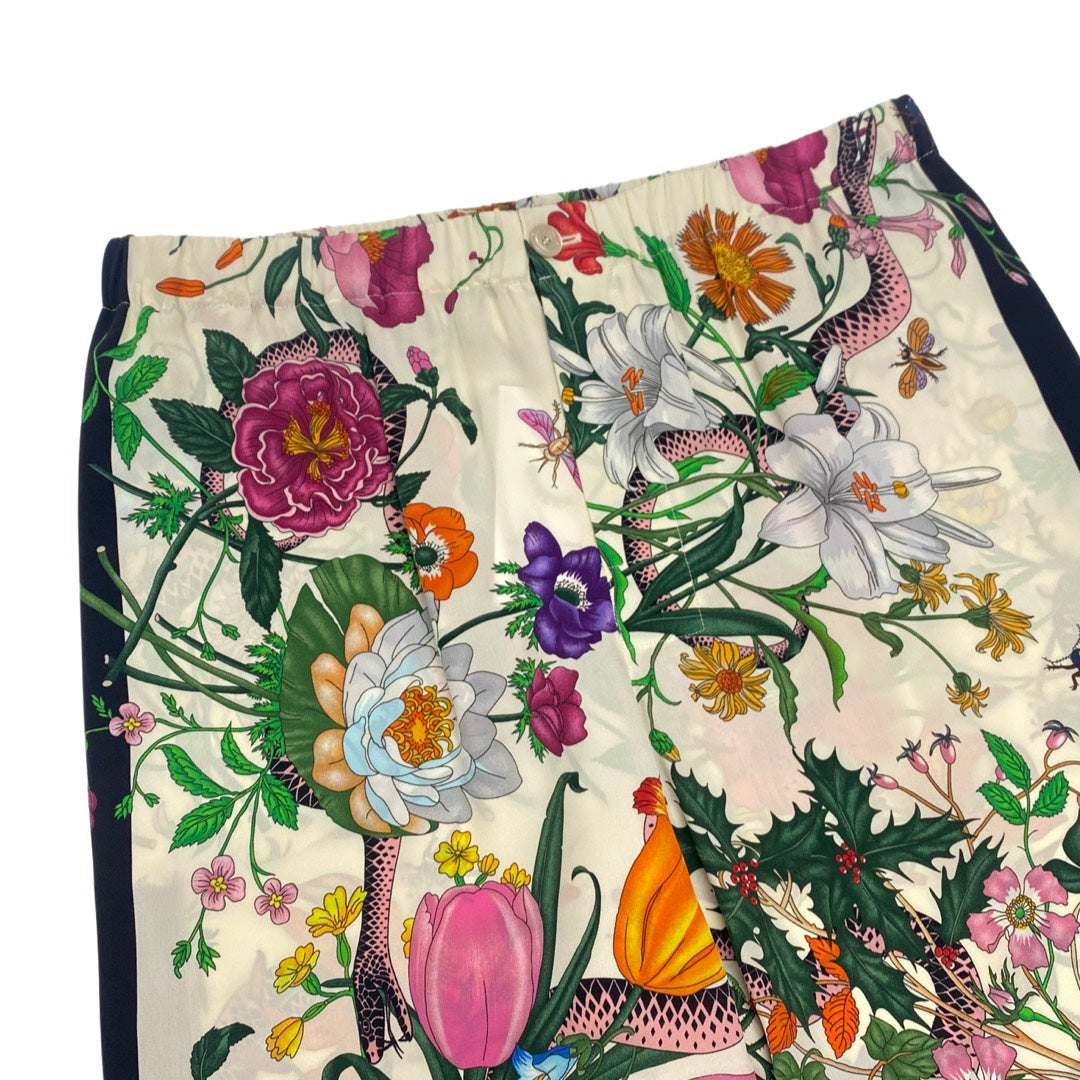 Gucci Women's Floral-Print Silk-twill Trousers