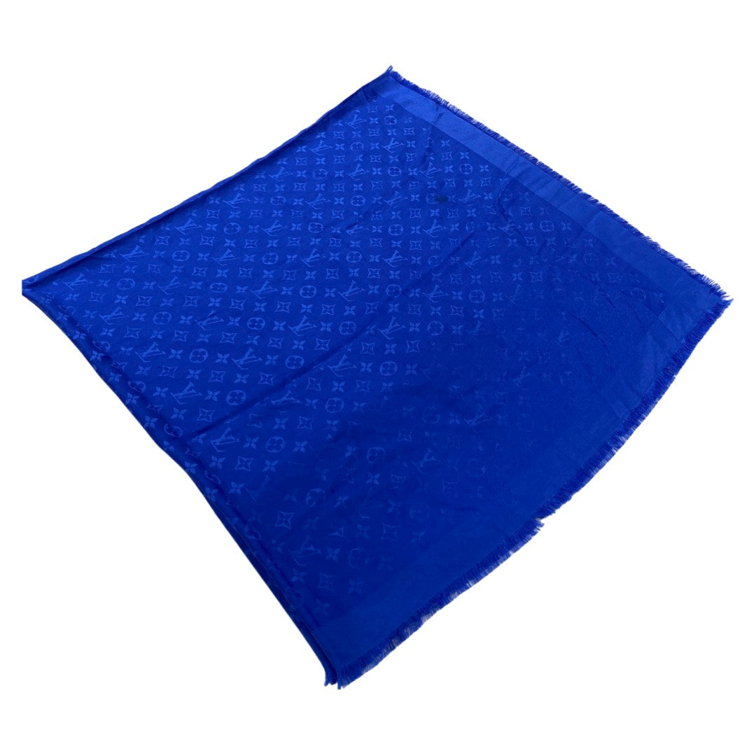 Châle monogram silk neckerchief Louis Vuitton Blue in Silk - 22180050