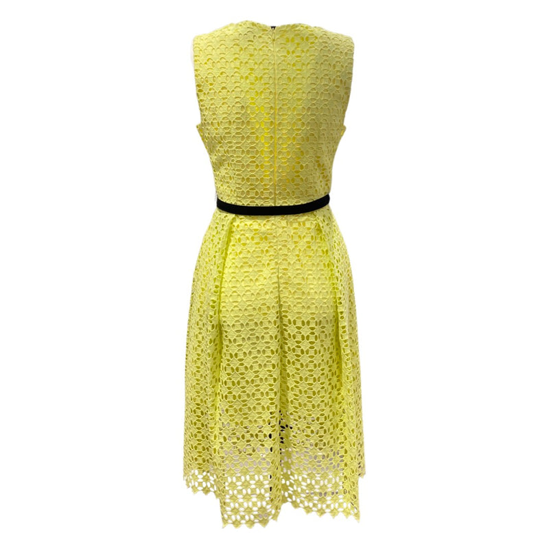 pre-loved ERDEM yellow sleeveless belted dress | Size S