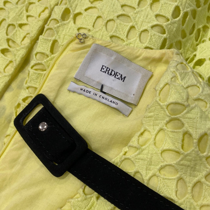 ERDEM yellow sleeveless belted dress