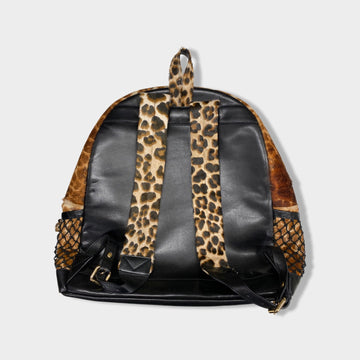 animal-print leather backpack, MCM