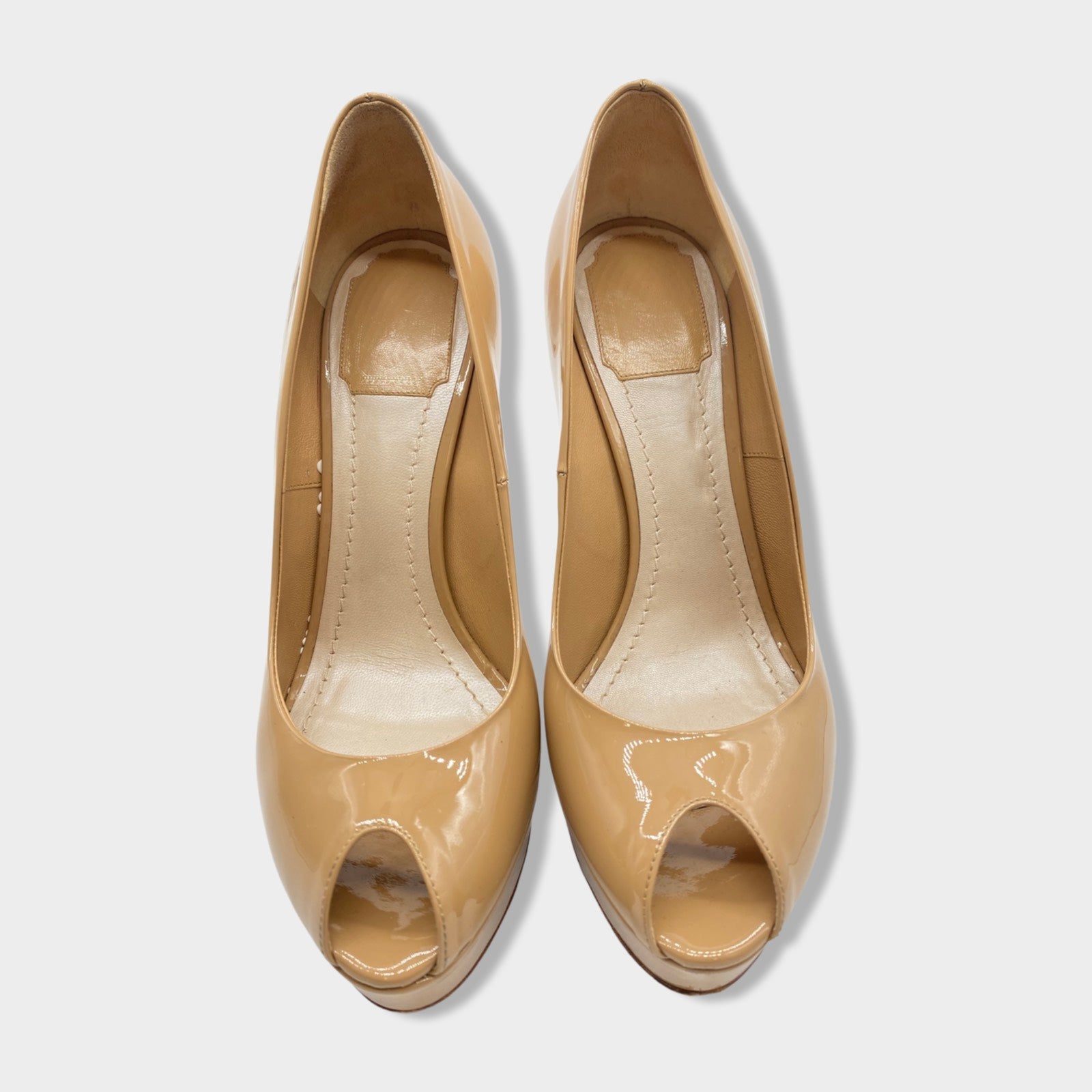 Tan open hot sale toe pumps