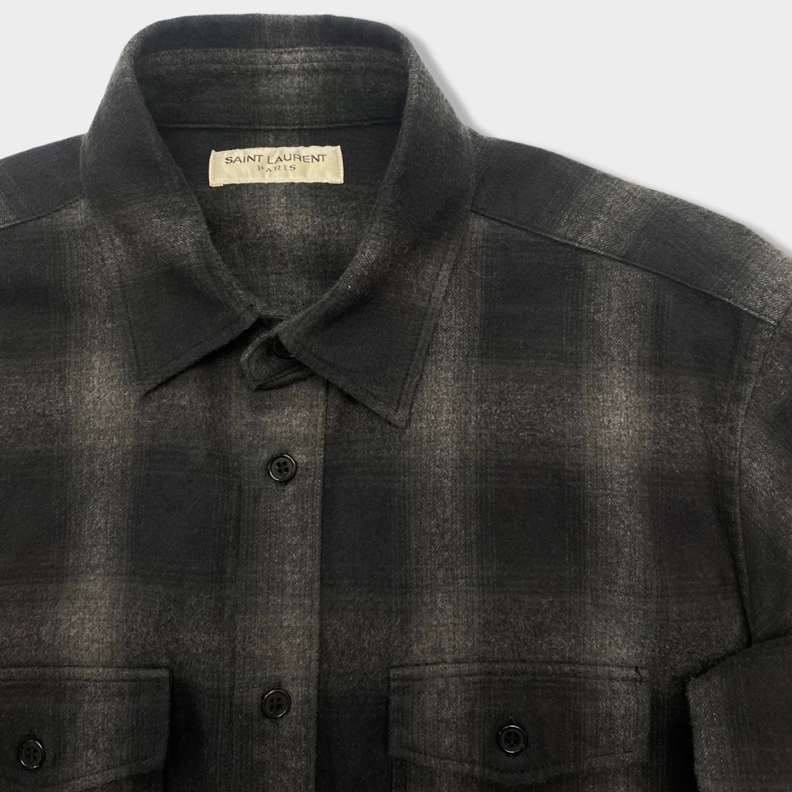 SAINT LAURENT black and grey checked cotton shirt – Loop Generation