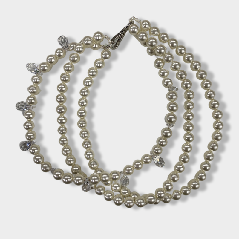 second-hand SIMONE ROCHA crystal and pearl layered necklace