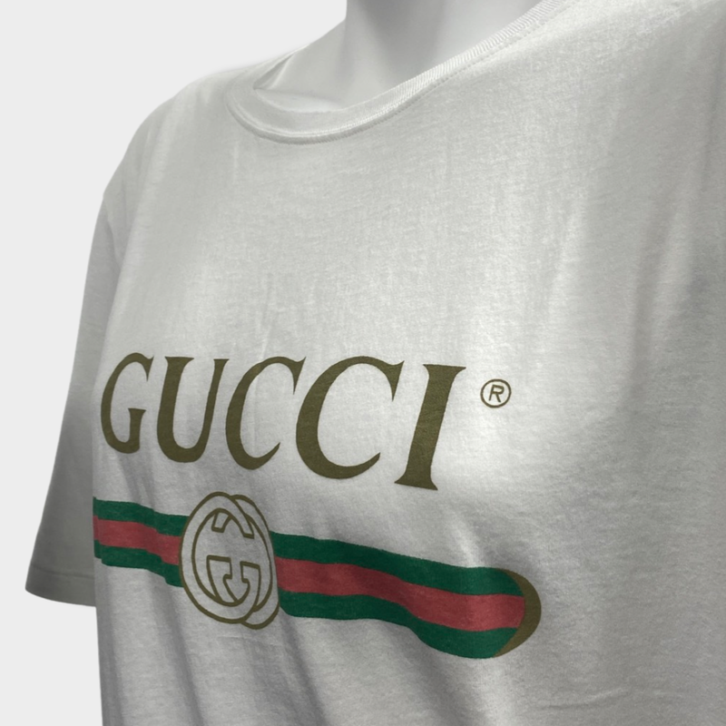 pre-owned Apparel & PRE-OWNED GUCCI white cotton T-shirt | Size IT58