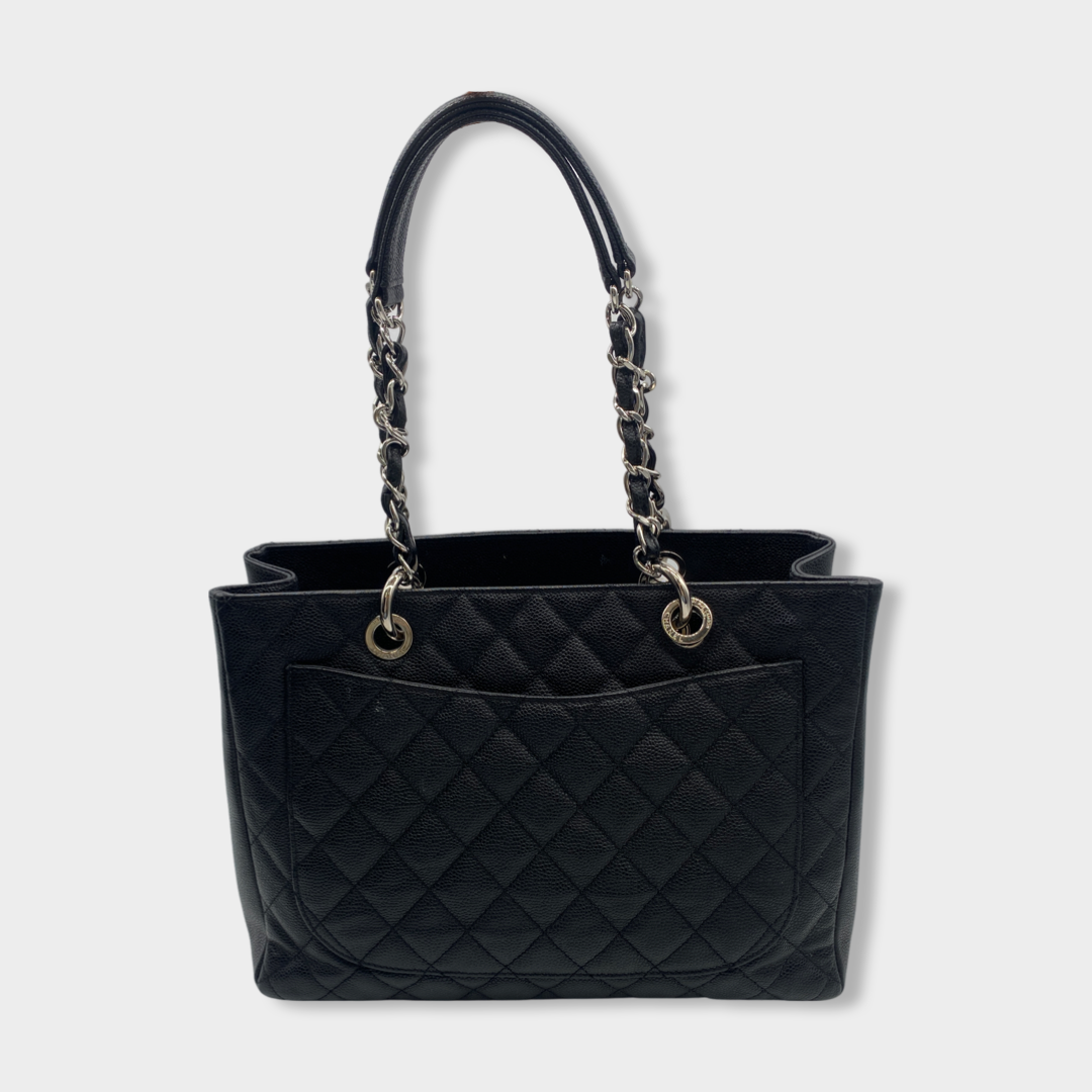 Chanel black sales shopping bag