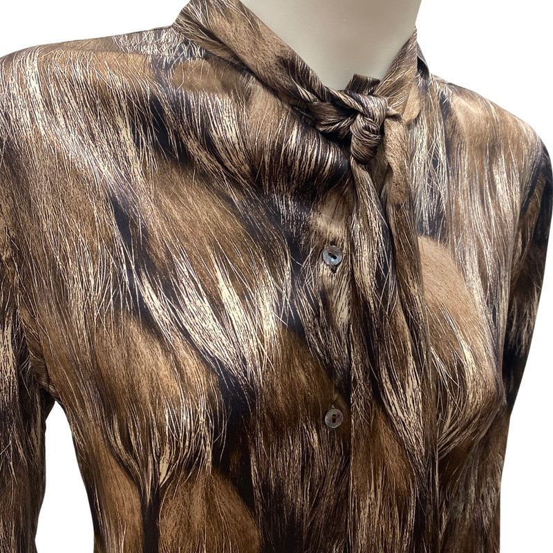 DOLCE&GABBANA brown pony print silk blouse