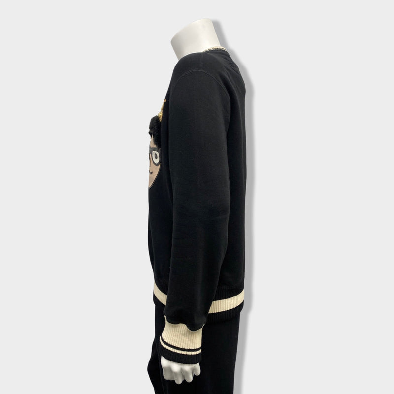 DOLCE&GABBANA black and gold crown-embroidered sweatshirt