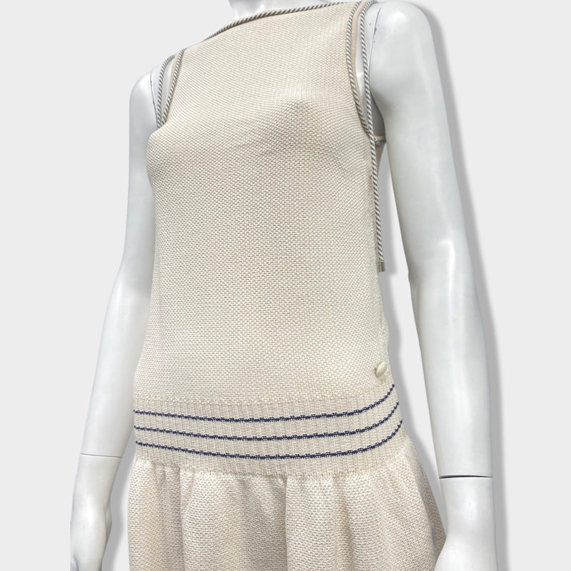 second-hand CHANEL ecru cotton sleveeless dress | Size FR38