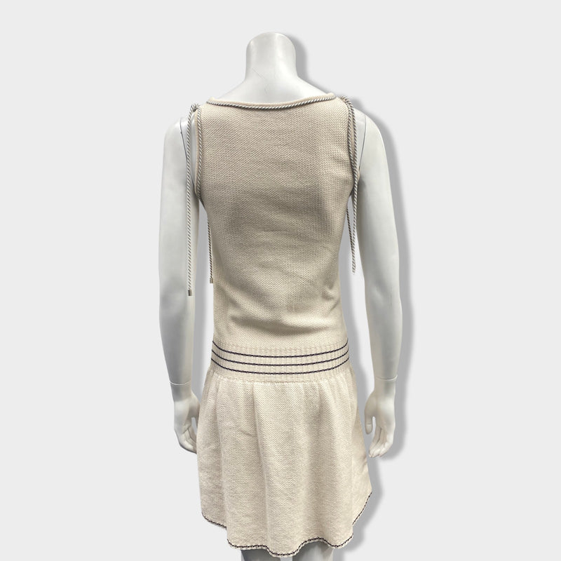 CHANEL ecru cotton sleveeless dress