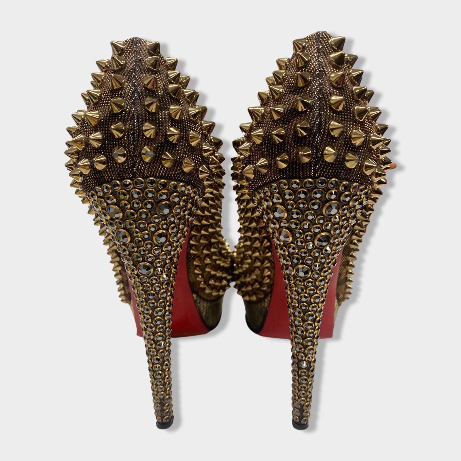 Louboutin gold sale studded heels